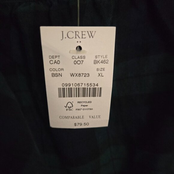 J. Crew NWT Square-Neck Black Watch Plaid Flannel Ruffle Top Size XL - Picture 7 of 10
